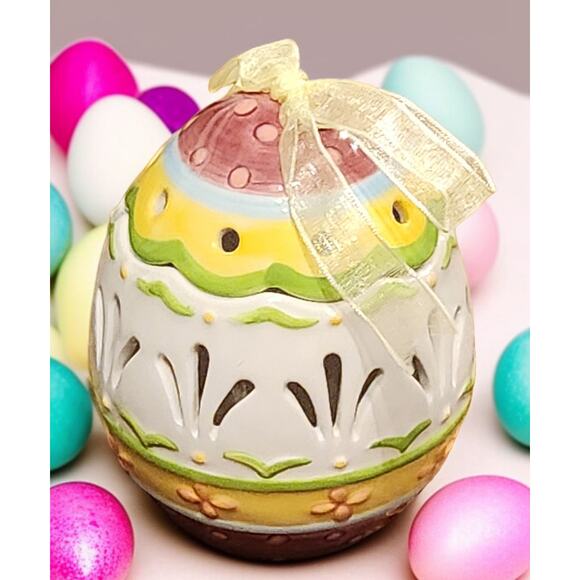 Fitz and Floyd Basket and Bows Collection Tea Light NIB Easter Spring - Picture 2 of 7
